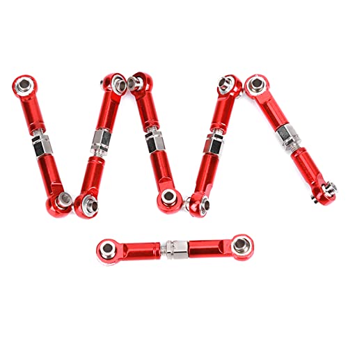 6Pcs Metal RC Car Tie Rods,RC Truck Tie Rods,RC Truck Tie Rod Replacement Parts for 1/18 A959 RC Car - color: Red