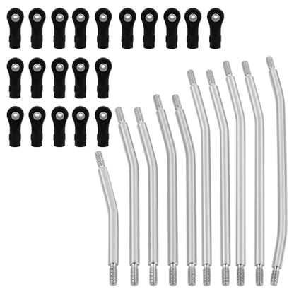 324mm Wheelbase Stainless Steel Rod Links Linkage Set with Steering Link for 1/10 Axial SCX10 & SCX10 II 90046 RC Crawler Car Upgrade,10PCS
