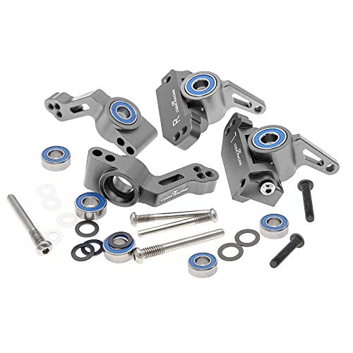 RC Alloy Caster Block&Steering Blocks&Rear Stub Axle Carriers for Traxxas 1/10 2WD Slash, Stampede, Rustler, Nitro Slash-Replaces Part 3736 3632 3752 - color: Titanium