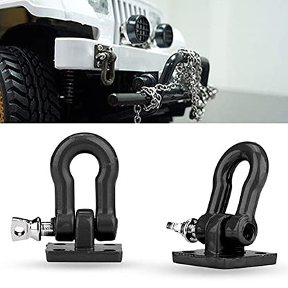2pcs RC Trailer Hooks, 1:10 Scale RC Trailer Winch Hook Trailer Buckle for RC Climbing Car Crawler Truck Upgrade Part(Black) Model Car Accessories 1/10 Scale Rc Shackles Metal Bumper Hooks Rc Truck