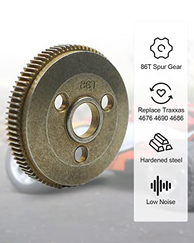 Spur Gear Set Steel 48P 86T Fit for 1/10 Traxxas Slash 2WD Rustler 2WD Stampede 2WD Parts with 19T 21T Pinions Gear Sets Replace 4686