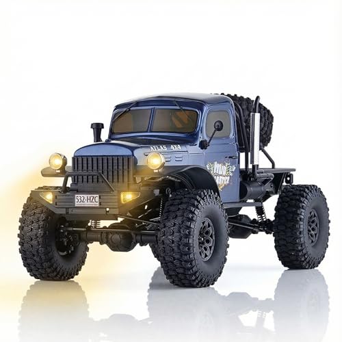 FMS Rochobby 1/10 Atlas Ready Set RC Crawler RC Truck 4X4 with Lighting, 2.4GHz Radio,Ball Bearing, Metal-Gear Full,4 Link Suspension,Rapid Separation Car Body for Adult (Blue) - color: 1/10 Blue