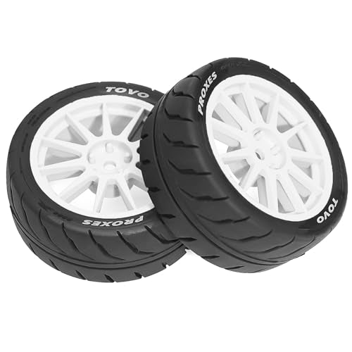 4PCS 1/10 RC Drift Racing Tires and Wheels 12mm Hex OD 2.56'' for 1:10 Scale Touring Street On Road Car Tamiya TT01 TT02 XV01 TA06 A959 PTG2 HPI KYOSHO HSP PTG2 Traxxa (White) - color: White