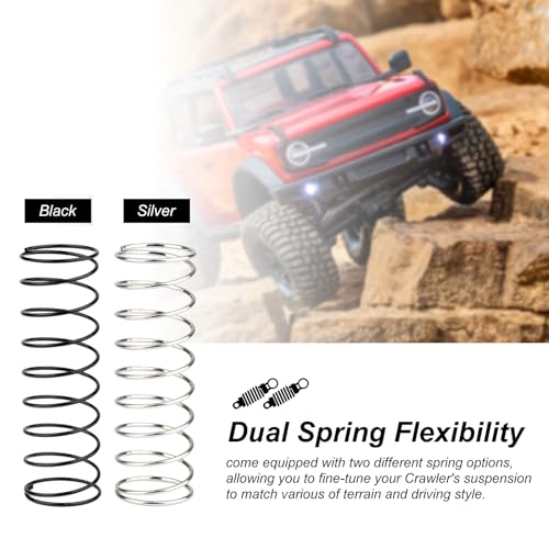 HobbyPark Aluminum 59mm RC Shocks Long Travel Shock Absorber Oil Damper Assembled for TRX4M TRX4MT 1/18 RC Crawler Upgrades Threaded Body, Replacement of 9764 (Red&Black) - color: Red&Black
