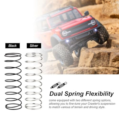 HobbyPark Aluminum 59mm RC Shocks Long Travel Shock Absorber Oil Damper Assembled for TRX4M TRX4MT 1/18 RC Crawler Upgrades Threaded Body, Replacement of 9764 (Red&Black) - color: Red&Black