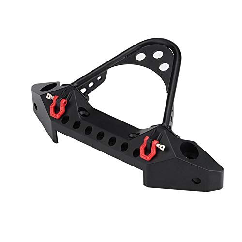 RC Front Bumper, Metal Rc Crawler Bumper with 2 LED Lights for SCX10 90046 / -4, 1/10 Scale Axial RC Crawler Car Retrofit and Upgrade Accessories