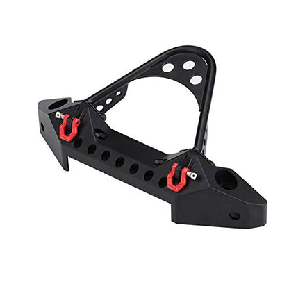 RC Front Bumper, Metal Rc Crawler Bumper with 2 LED Lights for SCX10 90046 / -4, 1/10 Scale Axial RC Crawler Car Retrofit and Upgrade Accessories