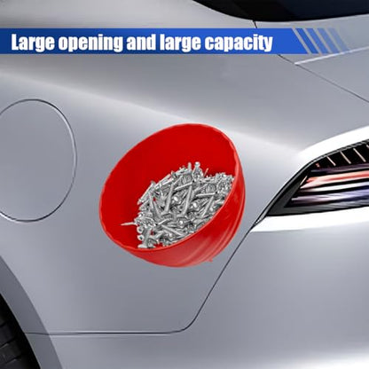 5.7 Inch Magnetic Nut Cup, Dual-Sided Magnetic Bowl, Curved Tool Tray Holds Up to 6 Lbs, Multi-Use Magnetic Parts Tray for Car Bolts Nuts Screws Small Parts Organizer(Red) - color: Red