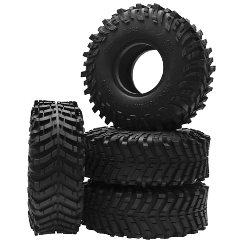ShareGoo 4Pcs RC 1.9 Crawler Tires 1.9inch Rubber Tire 120x44mm w/Foam Inserts Compatible with Axial SCX10 II III Traxxas TRX4 Redcat Gen8 Gen7 1/10 RC Crawler Car (Style 2) - style: Style 2