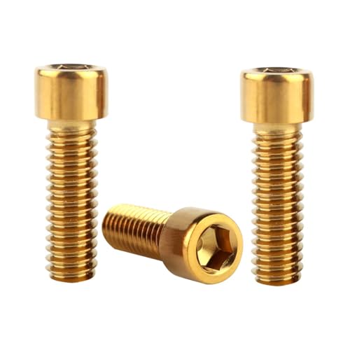 6Pcs Bike Screws M6x10 12 16 18 20 25 30 35mm Stainless Steel Socket Head Cap Allen Hex Bolt (Gold, M6 x20mm) - color: Gold, size: M6 x20mm