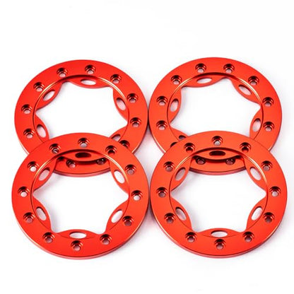 4PCS/1Set Aluminum 1.55" RC Beadlock Ring for AXIAL UTB18 D90 TF2 CC01 AX90069 MST JIMNY 1/10 RC Crawler Truck Car Wheels (Red) - color: Red
