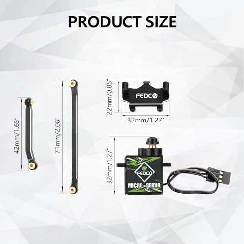 CR18P Servo Upgrade 1kg Metal Gear Servo with 20T Servo Arm Steering Link Servo Mount Steering Set for HobbyPlus Arktos 6x6 Furitek FX118 CR18P Upgrades 1/18 RC Crawler