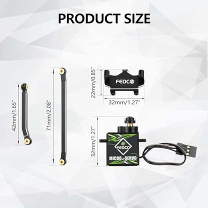 CR18P Servo Upgrade 1kg Metal Gear Servo with 20T Servo Arm Steering Link Servo Mount Steering Set for HobbyPlus Arktos 6x6 Furitek FX118 CR18P Upgrades 1/18 RC Crawler