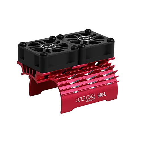 RC Cooling Fans Twin 30mm Motor Fan with Metal Heatsink 3650 3660 540 550 Brushless Motor Replacement Parts for 1/10 RC Car Truck Diameter 36-38mm Brushless Motor - color: Red-Dual Fans for 36mm motor