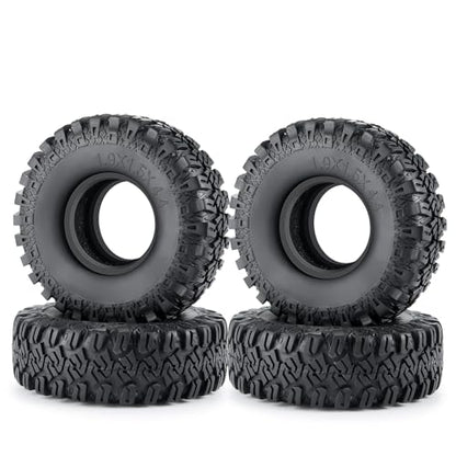 4PCS 1.9" Rubber Tire Wheel Tires 114mm | For 1/10 Axial SCX10 90046 TRX4 D90, RC Crawler Car, Upgrade Parts