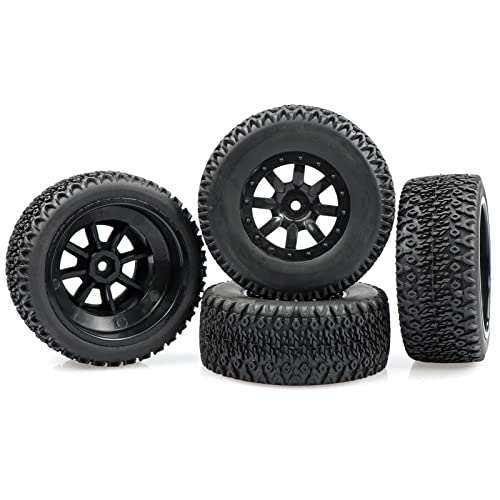 Aimrock 1/10 Glued 12mm Hex Short Course SC Trucks Wheels and Tires Combo, OD 4.3'' for Slash 2WD 4WD Blackout Losi Tenacity Off-Road Car, Set of 4