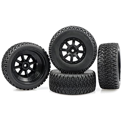 Aimrock 1/10 Glued 12mm Hex Short Course SC Trucks Wheels and Tires Combo, OD 4.3'' for Slash 2WD 4WD Blackout Losi Tenacity Off-Road Car, Set of 4