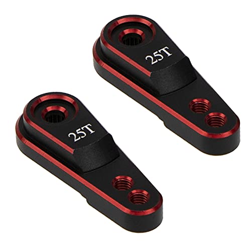 2Pcs Vgoohobby Metal 25T Servo Horn Steering Arm for Standard Servo Motors Compatible with Traxxas TRX4 Axial SCX10 Tamiya 1/10 RC Crawler Truck (Red-Black) - color: Red-black