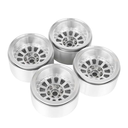 Aluminum 2.2" Beadlock Wheel Offset -10mm Metal Rims for SCX10 RR10 TRX4 VS4-10 Gen8 1/10 RC Crawler Car Upgrade Parts (12-Spoke, Silver) - color: 12-spoke, Silver