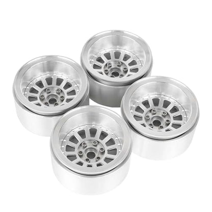 Aluminum 2.2" Beadlock Wheel Offset -10mm Metal Rims for SCX10 RR10 TRX4 VS4-10 Gen8 1/10 RC Crawler Car Upgrade Parts (12-Spoke, Silver) - color: 12-spoke, Silver