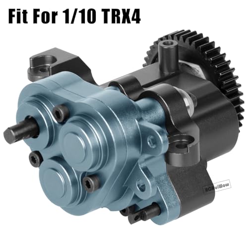RC Aluminium Gearbox Upgrades Part for 1/10 TRX4 TRX6 RC Crawler,Alloy Transmission Case 2 Speed Transmission Box Gear Box w/Steel Gear Hops up,Titanium & Black - color: Titanium&black(1set)