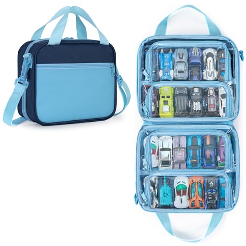LoDrid Storage Bag Compatible with Hot Wheels Truck up to 29 pcs, Bag Only | Display Transparent Windows for Toy Car with Handle and Shoulder Strap