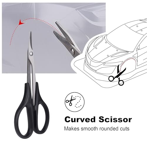 HobbyPark RC Body Reamer (Titanium) & Curved Scissors and Straight Scissors Set RC Car Body Shell Mounting Lexan Plastic Trimming Tools Combo