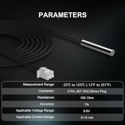 DROK 10K Temperature Sensor Probe 3pcs, 2 Meter Waterproof Temp Sensor Probe, Stainless Steel 3950 NTC Temp Sensor Probe, Digital Temperature Transmitter Extension Cable - size: 2-Meter/6.56ft