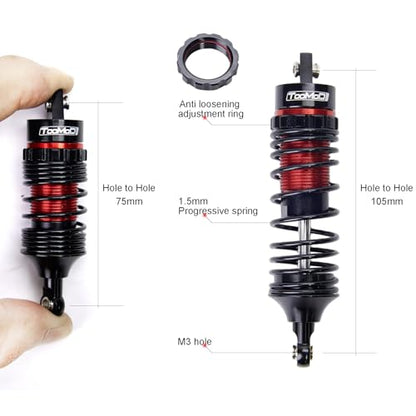1/10 RC Oil Shock Absorber Big Bore Absorber Damper Set Compatible with Traxxas Slash 2WD/ 4X4, Rustler 2WD/ 4X4 VXL, Stampede, Hoss, Bandit Part Upgrades Replace of 5862 (Black/Red) - color: Black/Red