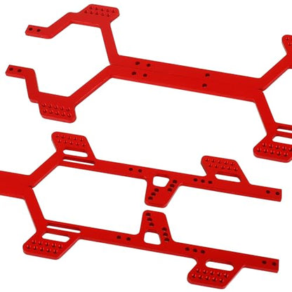 Aluminum Alloy 6x6 Chassis Frame Rail with Brass Complete Middle Axle for TRX4-M 1/18 RC Crawler Upgrade (red) - color: Red