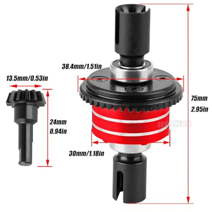 RC 43T Differential & 10T Main Gear Upgrades Part for 1/7 Big Rock/Mojave/Fireteam V2 6S BLX,1/8 Kraton/Outcast/Notorious Talion 6S BLX & EXB,Replace ARA310990,#ARA310979,Red - color: Red - (Differential)