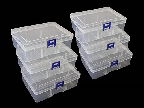6-Piece Clear Plastic Storage Box with Snap-Tight Latch - Organizer Container for Pencils, Puzzles, Small Toys, Jewelry Making & Sewing Crafts (Small Size) - size: 6pcs Small Box