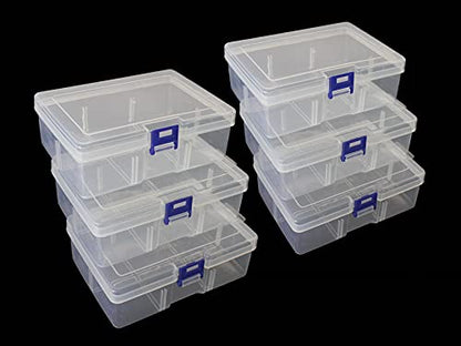 6-Piece Clear Plastic Storage Box with Snap-Tight Latch - Organizer Container for Pencils, Puzzles, Small Toys, Jewelry Making & Sewing Crafts (Small Size) - size: 6pcs Small Box
