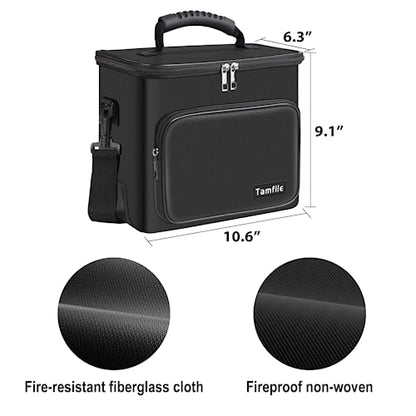 Tamfile Fireproof Lipo Battery Bag with 4200°F Heat Insulated, 2PCS | Fireproof Battery Pack with Pockets,Explosionproof Lipo Safe Bag for Storage,Transport and Charging, Black + Silver - color: Black+Silver
