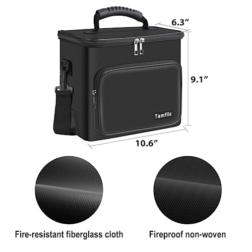 Tamfile Fireproof Lipo Battery Bag with 4200°F Heat Insulated, 2PCS | Fireproof Battery Pack with Pockets,Explosionproof Lipo Safe Bag for Storage,Transport and Charging, Black + Silver - color: Black+Silver