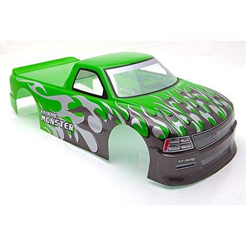 2pcs for 1/10 RC Car Venom T-10 PVC Painted Body Shell Pick Up Truck Width 205mm Wheelbase 255mm - Green & Red