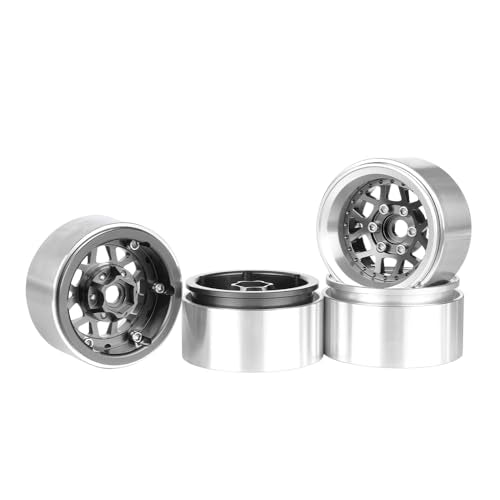 4PCS 1.9" Beadlock Wheel Rims Offset-10mm Aluminum Alloy Metal Wheel Hub for 1/10 RC Rock Crawler Car for Axial SCX10 TRX4 TRX6 D90 D110 Upgrade Accessories(Y-Shaped Grey) - color: Y-shaped Grey
