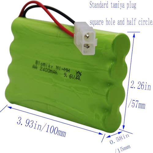 Blomiky 2 Pack 9.6V 2000mAH NiMH Rechargeable AA Battery Packs with Standard Tamiya Connectors Plug and USB Cable for RC Tank Car Truck and Vehicles 9.6V Tamiya 2