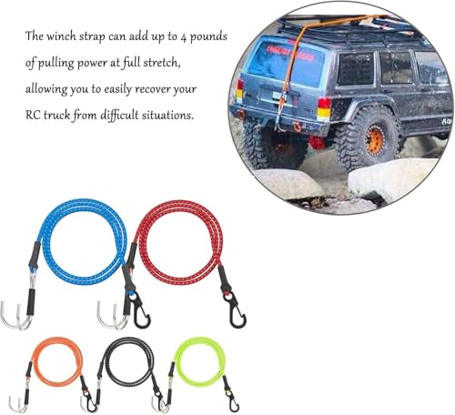 1/10 RC Crawler Elastic Force Escape Rope,with Rescue Trailer Hook Kinetic Winch Strap for Axle-Mounted SCX10 TRX4 D90 Upgrade Parts Tow Line (Green) - color: Green