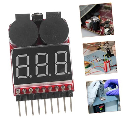 jojofuny 2pcs Lipo Battery Voltage Checker Low Voltage Alarm Compact Rc Battery Tester Monitor