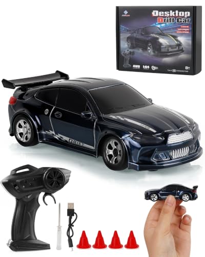 ARRIS 1/64 Micro Desktop RC Drift Car 4WD with 2-Speed Modes RTR | Pocket Size Design, LED Lights, Stunt Driving, Smooth Drifting, Indoor Fun - color: Royal Blue