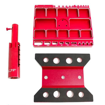 Alloy Multifunctional RC Car Stand RC Work Stand RC Repair Stand 360°Switch Rotation 5 Levels Height Lift or Lower with Screw Base for 1/8 1/10 1/12 1/16 1/18 RC Car Truck Crawler(Red)