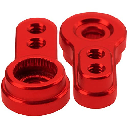 2Pcs ShareGoo Aluminum FCX24 Servo Arms RC Steering Servo Horn Compatible with FMS FCX24 1/24 RC Car (Red) - color: Red
