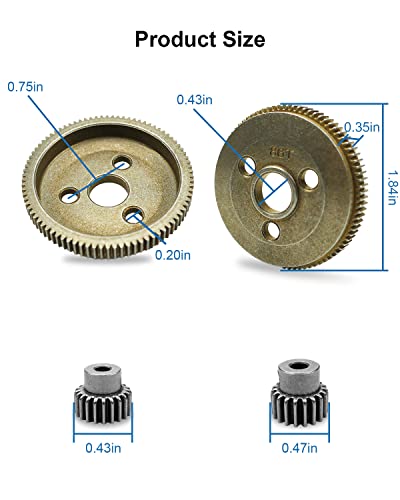 Spur Gear Set Steel 48P 86T Fit for 1/10 Traxxas Slash 2WD Rustler 2WD Stampede 2WD Parts with 19T 21T Pinions Gear Sets Replace 4686
