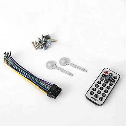 Pyle Bluetooth Marine Receiver Stereo - 12v Single DIN Style Boat In dash Radio Receiver System with Digital LCD, RCA, MP3, USB, SD, AM FM Radio - Remote Control, Wiring Harness - PLRMR23BTW (White)
