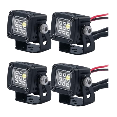 RC Car LED Lights Headlights Headlamp Square Lens Spotlight 4PCS Compatible with 1/10 RC Crawler Car TRX4 TRX6 Axial SCX10 90046 RR10 D90 Upgrades Parts (A-9 Holes) - color: A-9 Holes