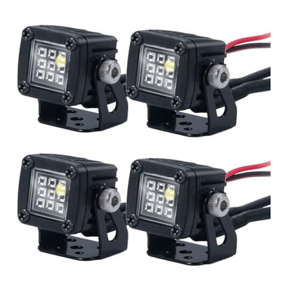 RC Car LED Lights Headlights Headlamp Square Lens Spotlight 4PCS Compatible with 1/10 RC Crawler Car TRX4 TRX6 Axial SCX10 90046 RR10 D90 Upgrades Parts (A-9 Holes) - color: A-9 Holes