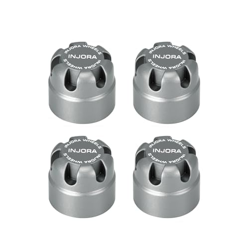 INJORA M2.5 Wheel Lock Nuts with Aluminum Cap for 1/18 RC Crawlers Upgrade(Gray) - color: Gray