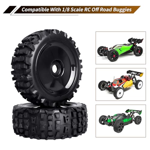 17mm Hex Preglued Wheels Tires Set 1/8 RC Truck Compatible with Arrma Typhon 6S Blx Talion Losi 8IGHT