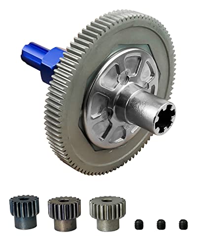 91T Spur Gear Slipper Clutch Set Fit for 1/10 Arrma Granite Senton Typhon | 91T 48DP Spur Differential Gear and 17T 19T 21T Pinions Gear Set - color: Blue